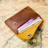 Handmade Japanese Retro Cowhide Card Holder & Snap Button Coin Purse