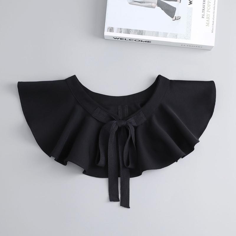 Fashion Ruffled Shawl False Collar Ribbon Decoration Necklace Lapel Blouse Detachable Shoulder Wraps Cape Girls Fake Collar