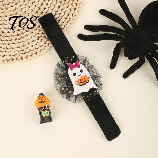 Lightweight Portable Wrist Accessories Stuffed Halloween Slap Bracelets for Kids, Plush Pumpkin Ghost Skull Cute Comfortable Wearable Party Gear Band