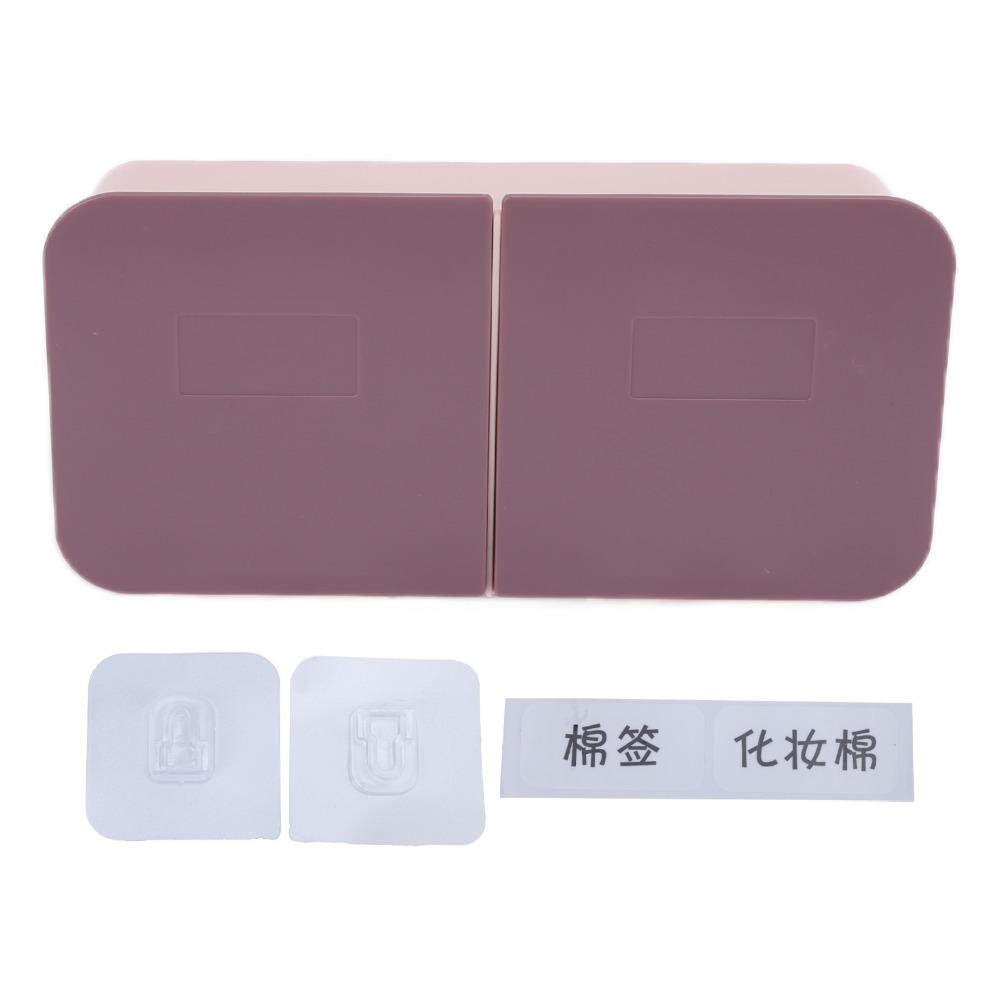 HIPS Material Makeup Box Side Flip Cover White Gray/Pink Purple Cotton Swab Holder Washable Waterproof Cotton Ball Holder Vanity