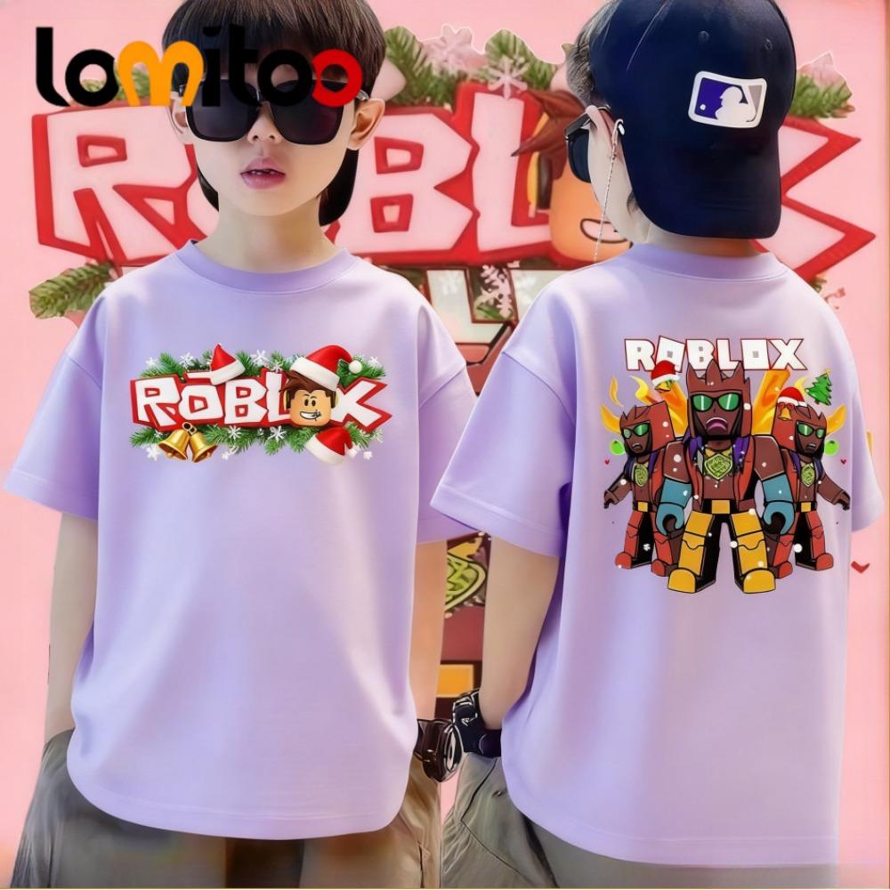Christmas boy and girl roblox prints cute soft T-shirts