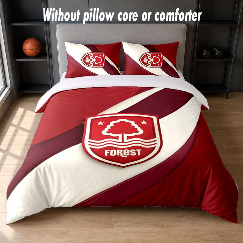 Nottingham Forest Football Design Bed Bedding Set 1 Duvet Cover + 2 Pillowcases Soft Breathable Household Bed Linens
