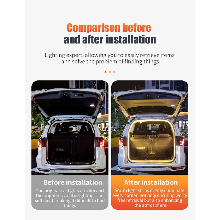 Car Trunk Lighting Strip Flow Welcome Ambient Mood Light Automatic On/Off Hidden Installation Modified Tailgate Decorative Lamp Neon Lights 4