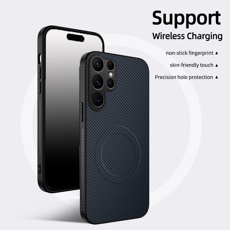 Magsafe Magnetic Wireless Charging Luxury Solid Color Matte Carbon Fiber Phone Case For Samsung Galaxy S26 Ultra Plus Back Cover