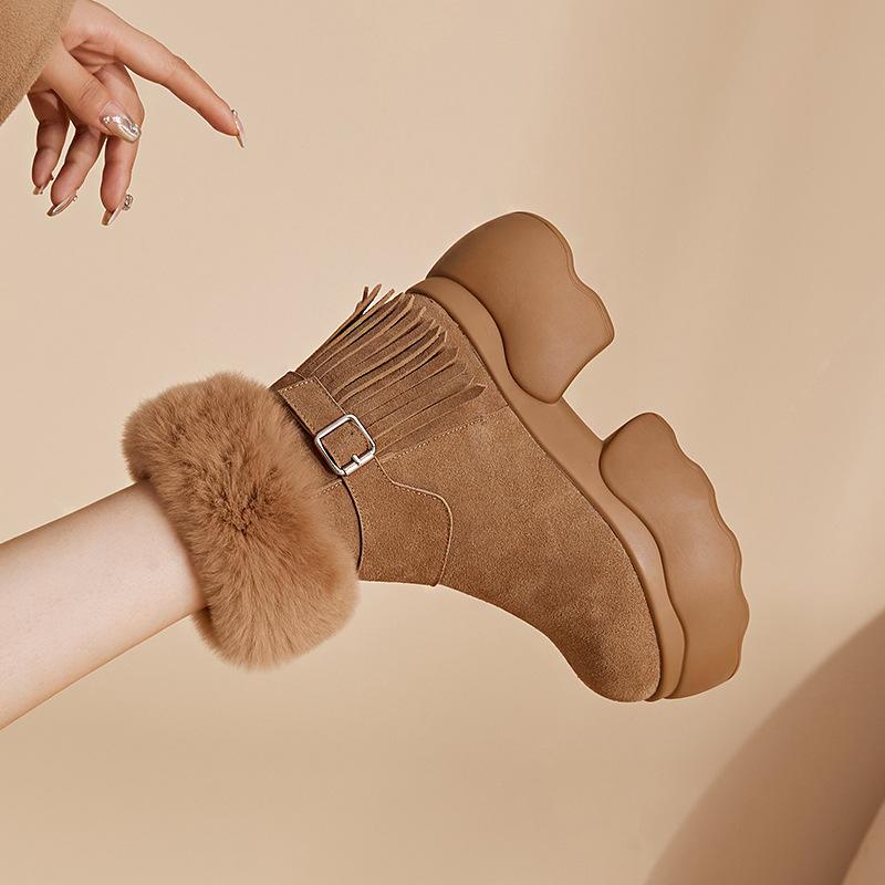 

Strength non-slip rabbit hair fringed snow boots women s new winter shoes short tube velvet short boots warm cotton boots 34 верблюд