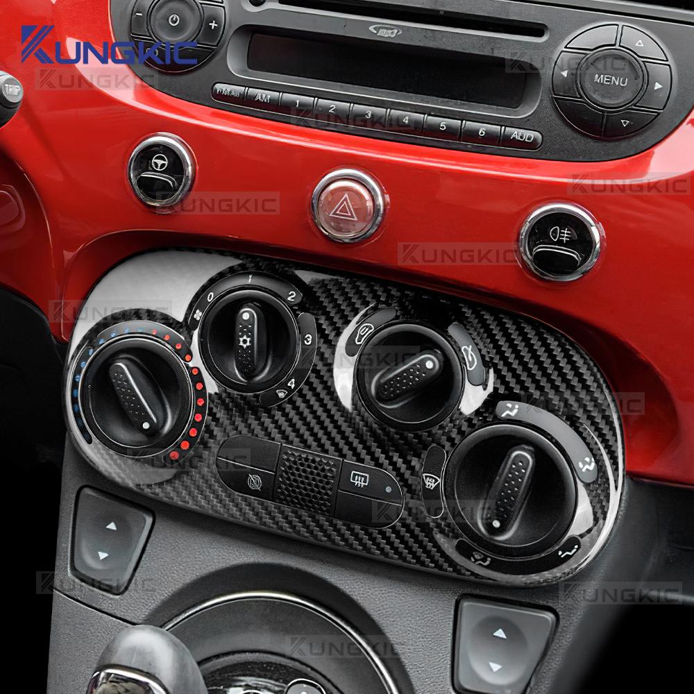 Real Dry Carbon Fiber Sticker For Abarth 595 2012-2025 Fiat 500 2008-2025 LHD RHD Car Manual Climate Central AC Knob Control