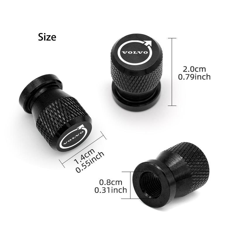 4pcs Aluminum Car Tire Valve Stem Caps Tire Valve Caps For Volvo EX90 EC40 XC40 XC60 XC90 V60 V90 S60 S90 2025 Car Accessories