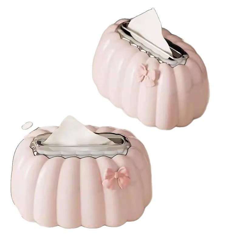Trendy Pumpkin Shaped Spring Tissue Box Creative Removable Paper Holder Abs Napkin Box Office Living Room
