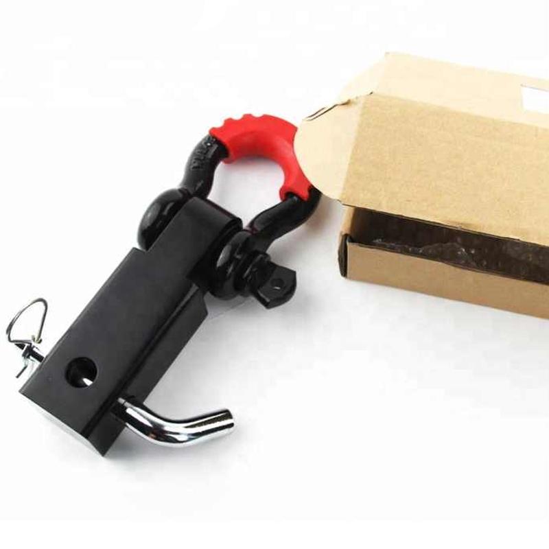 Heavy Duty 2'' 4*4 Carbon Steel Trailer Tow Hook Bar for Car Shackle Hitch Receiver With 3/4'' D Ring for Jeep