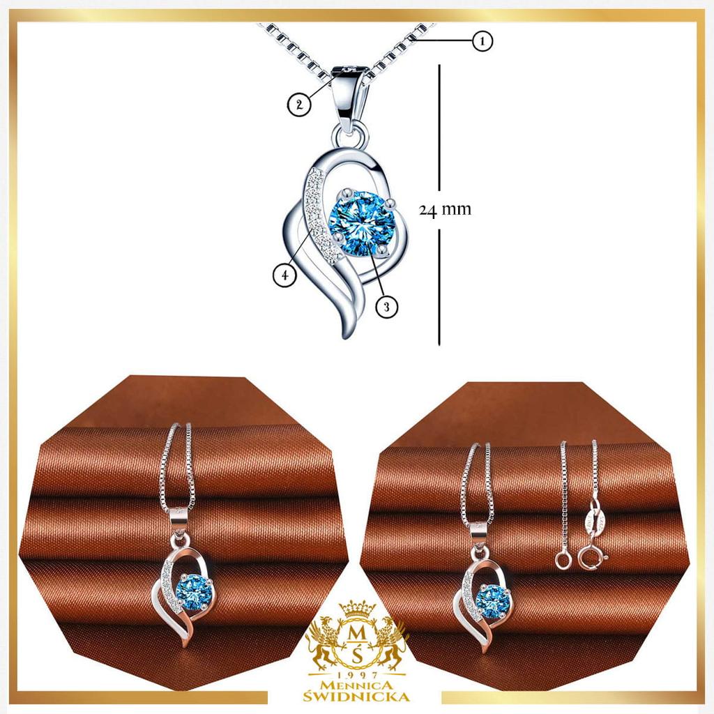 Srebrny damski naszyjnik - aquamarine infinity - prezent dla mamy żony córki srebro 925