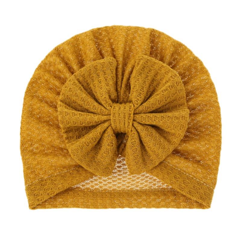 New Baby Knitted Wool Waffle Hat Bow Children's Pullover Hat Baby Out Cute Boat Hat