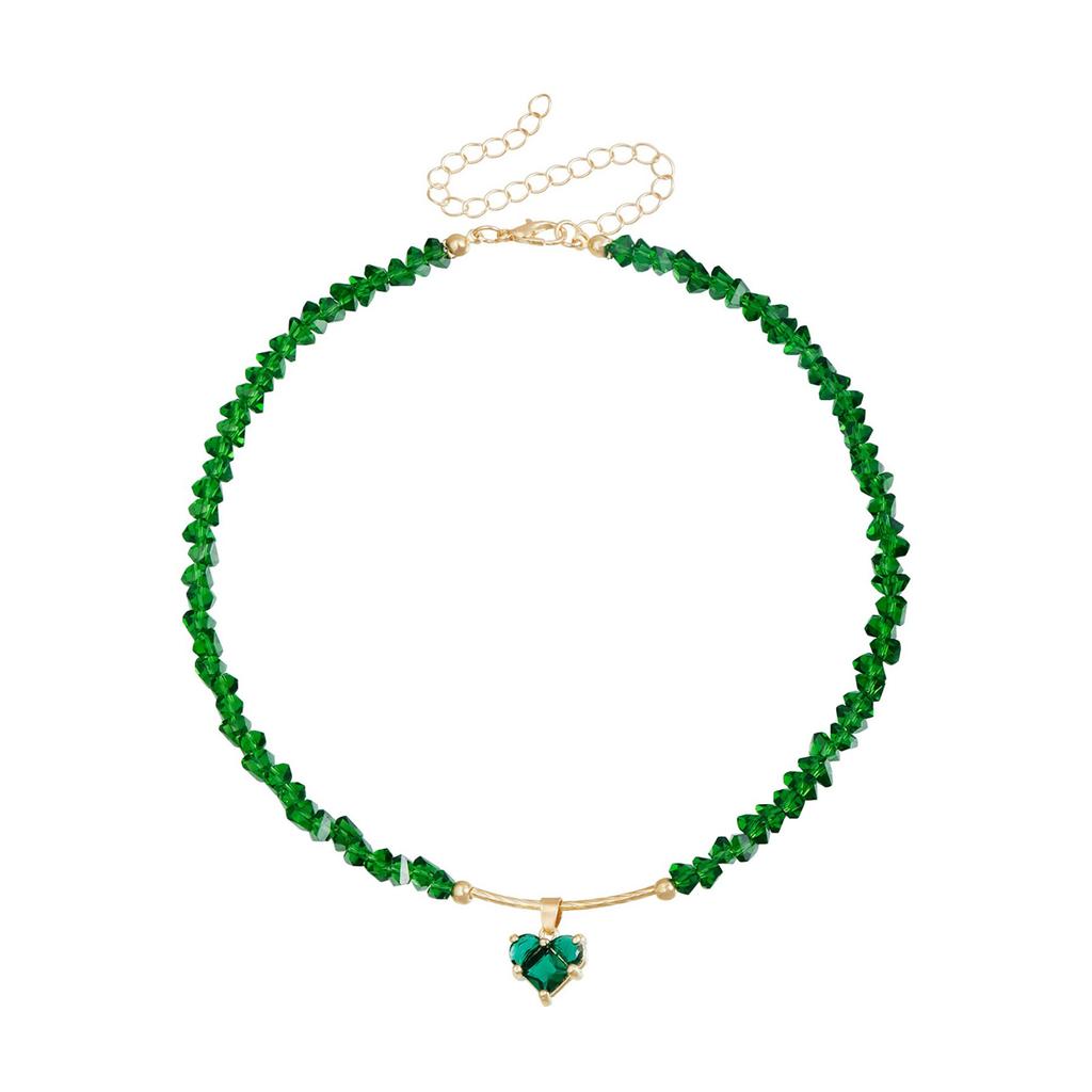 Handcrafted Glass Bead Love Crystal Pendant Necklace Elegant Design Clavicle Chain For Daily Wear And Special Occasions