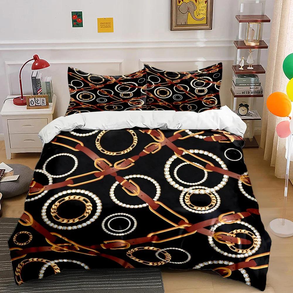 Hd Luxury Chain Belt Print Bedding Set Duvet Cover 1 Duvet Cover 2 Pillowcases Adult And Children Bedding Set Luxury For Gifts