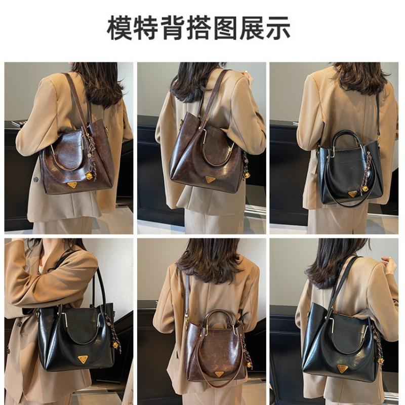 Premium sense retro large-capacity commuting new tote bag women's autumn and winter premium versatile portable shoulder messenger bag