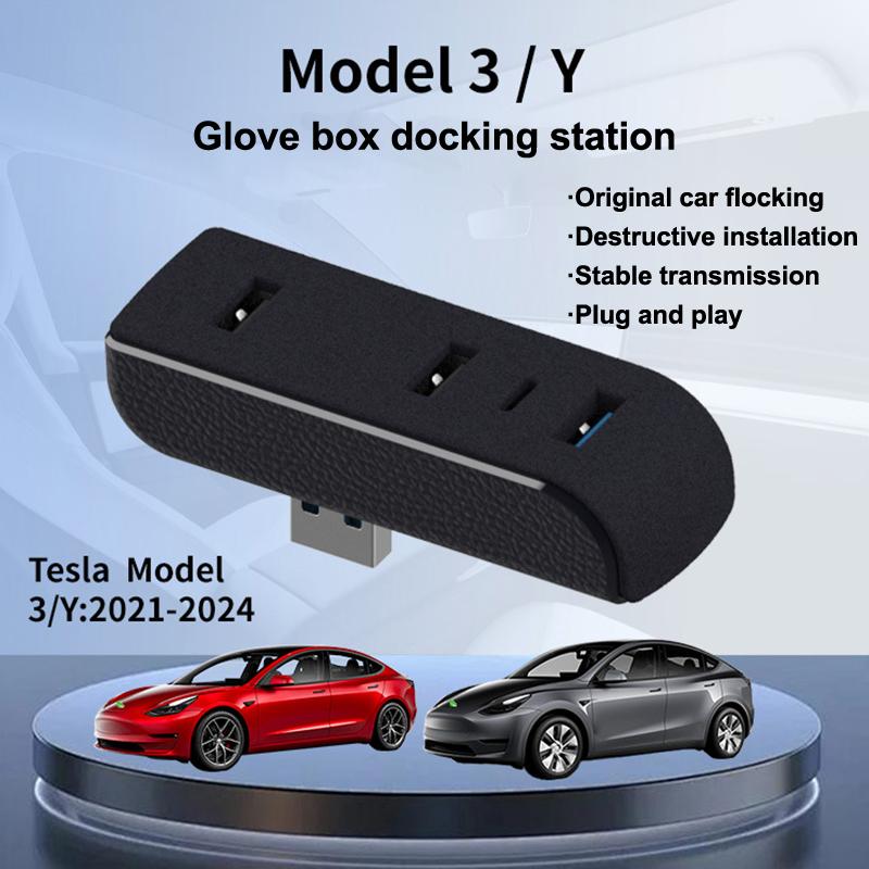 Dokovací stanice do přihrádky pro Tesla Model 3 Y 3+ Y Juniper USB Hub Porty USB Rozšiřovač Nabíječka Rozbočovač Dokovací stanice