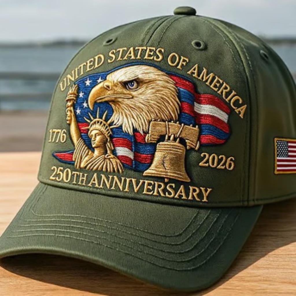 Trucker Hat Adjustable Us 250th Anniversary Cap Anniversary Tribute Hat Historic Embroidered Sunshade Cap For Patriotic Citizens