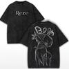 Chainsaw Man Reze Stampata Abbigliamento Uomo Maglietta Cotone Lavato Manica Corta Vintage Casual Nuova Cotone Estiva Maglietta