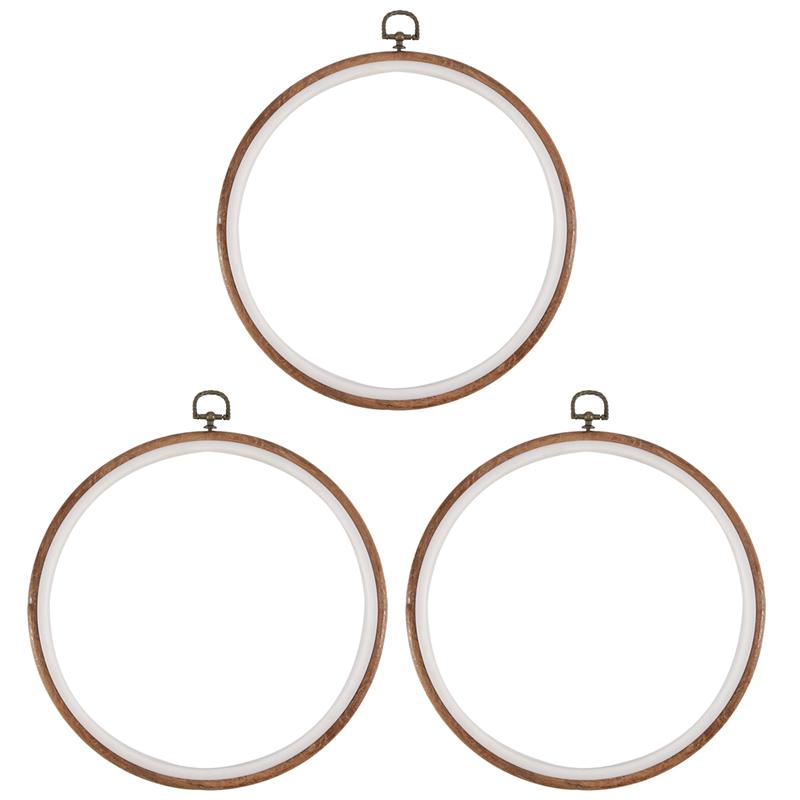 6 Pieces 10 Inch 26Cm Embroidery Ring Cross Stitch No Slip Hoops Set Imitated Wood Display Frame Circle Embroidery Kits-B61B