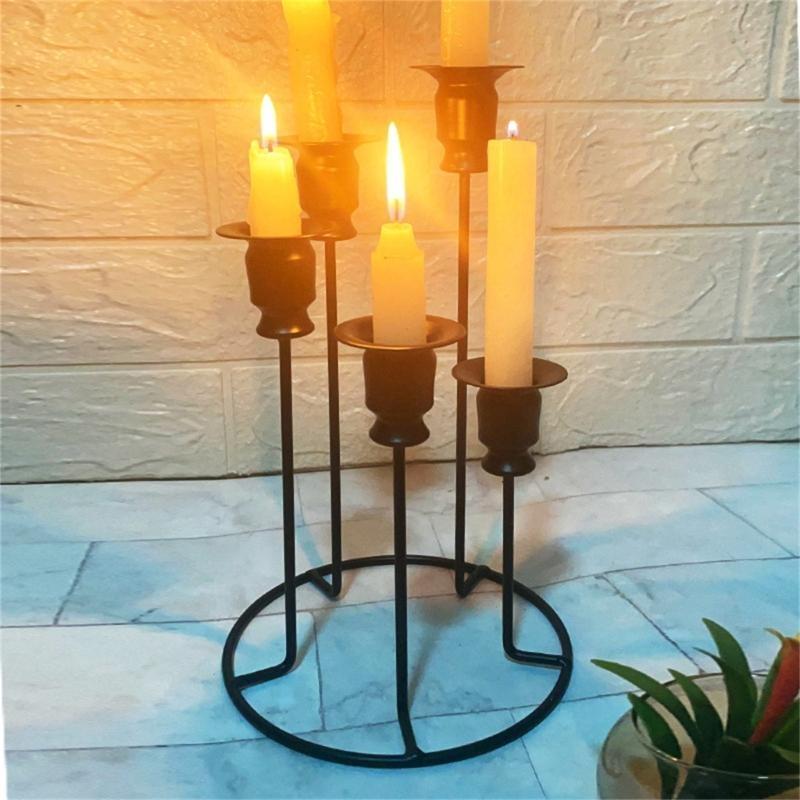 Unique Candlestick 5 Branch Iron Holder for Wedding Decors