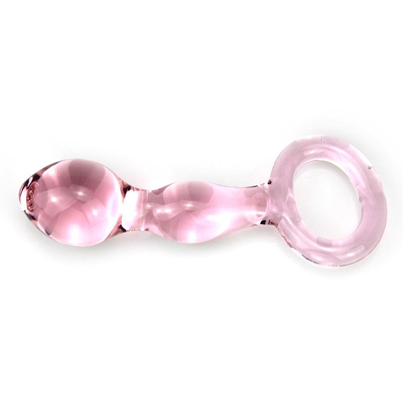 Pink Clear Glass Crystal Quantity Wand with Ring Plug