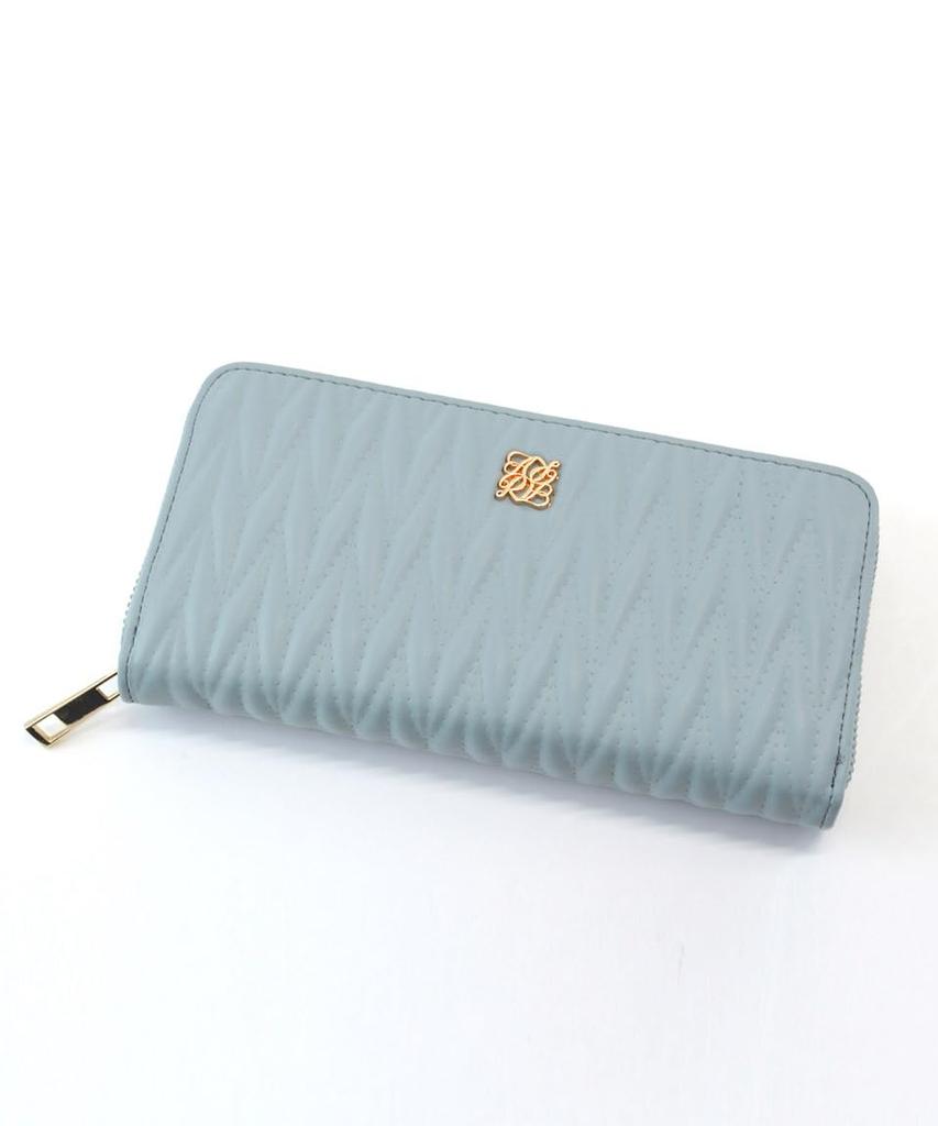 Blue Long Coin Bill Card Large Rosia [Altorose] Wallet, Purse, Purse, Compartment, Slots, Capacity, L-shaped Zipper, Quilted, Cute, 332976-24