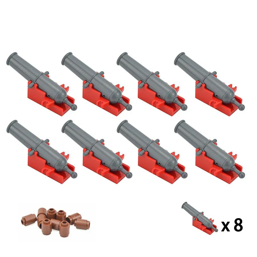 Military WW2 Bricks Parts 2527 Weapon Cannon Base Shells Figure Shooting Cannons with Cannonballs Pirate Boat Land Force Blocks