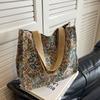 1pc Ladies Shopping Bag Flower Pattern Tote Bag Larger Capacity Outdoor Handbag Casual Mummy Bag