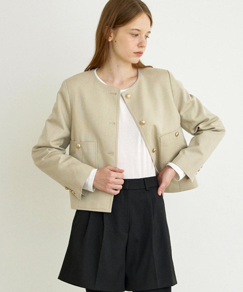 Asif Basic Round Jacket (Khaki Beige)