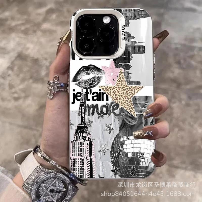 Star Lip Leopard Print Applies To Apple 15 Colored Silver iPhone14Pro Creative 11promax Matte 16 Protective Case 17