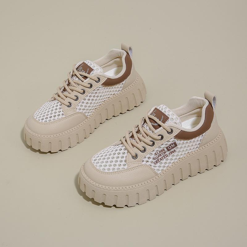 Summer Little White Shoes New Female Students Heightening Mesh Breathable Board Shoes Casual Shoes 2-