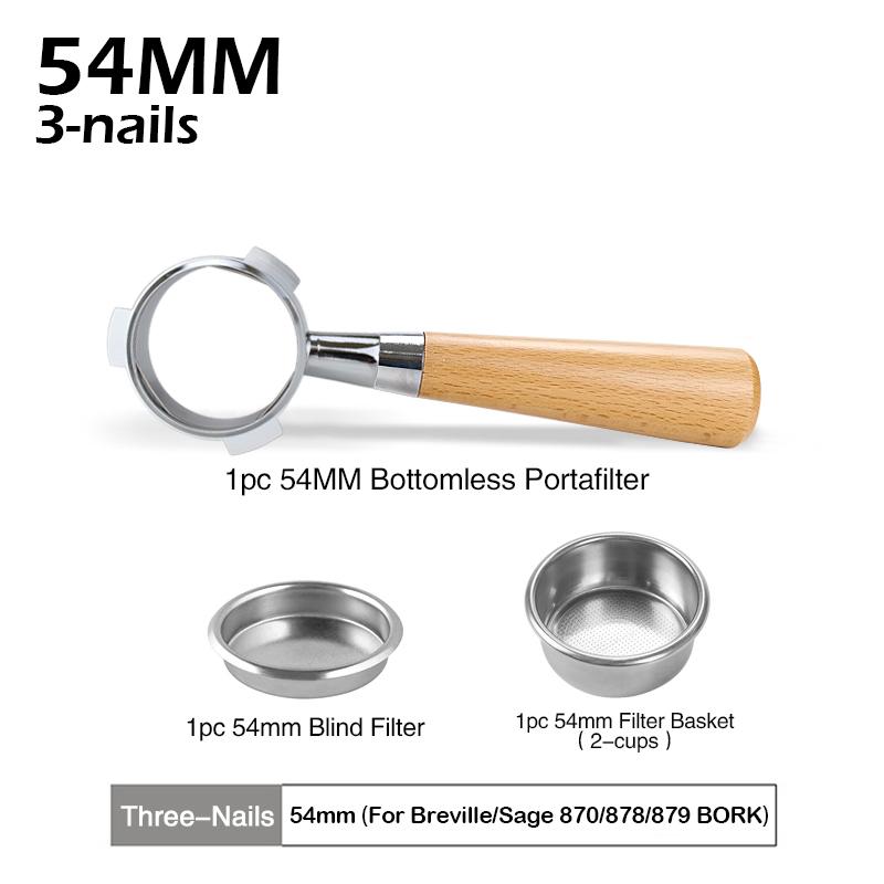 54MM Coffee Bottomless Portafilter For Sage Breville 870 878 880 Replacement Filter Basket Espresso Accessory Barista Tool