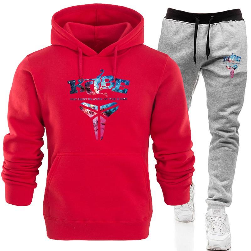 Kobe Bryant Memorial Hoodie Set Mens Black Mamba Streetwear Starry Sport Tracksuit Winter