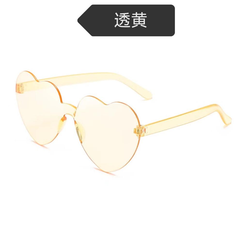 Peach Heart Sunglasses Love Glasses Trend Frameless One-Piece Marine Film Dazzling Color Sunglasses