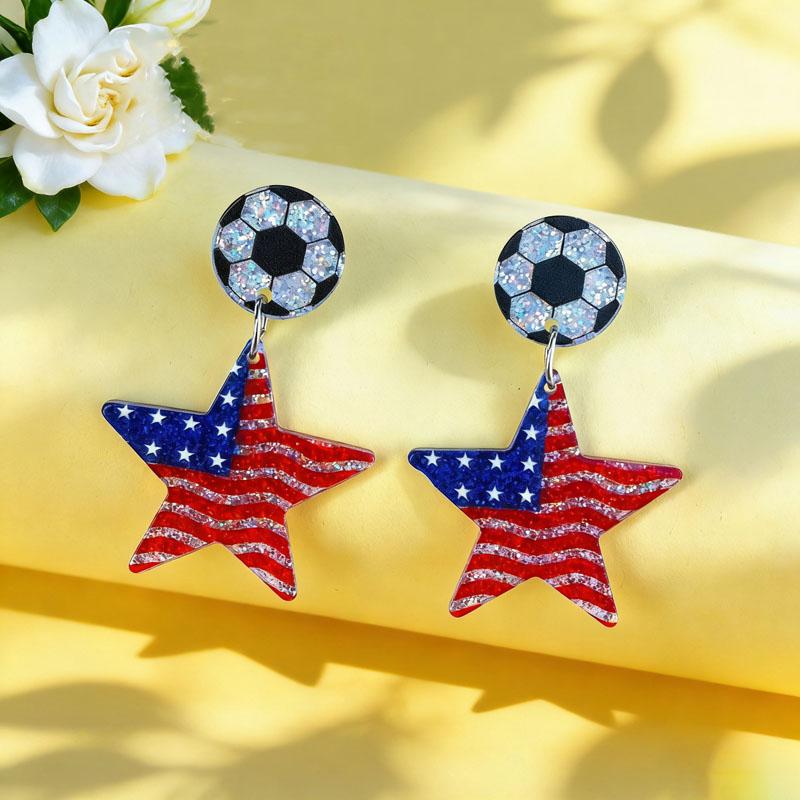 Patriotic Earrings 4th of July Earrings American Flag Sunflowe Acrylic Earrings for Women Independence Day Party Jewelry Gifts