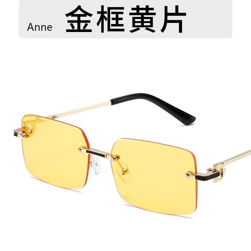 Vintage Square Rimless Sunglasses Women Luxury Designer Popular Small Rectangle Gradient Sun Glasses Fashion Shades