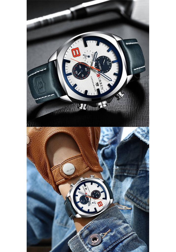 CURREN Uhr Herren Wasserdicht Chronograph Sport Militär Männliche Uhr Mann Top Marke Luxus Leder Armbanduhr Relogio Masculino 8324