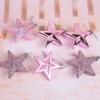6Pcs/Set 7cm Christmas Tree Ornaments Plastic Glitter Mini Christmas Tree Five-pointed Star 6 Colors Xmas Hanging Ornaments