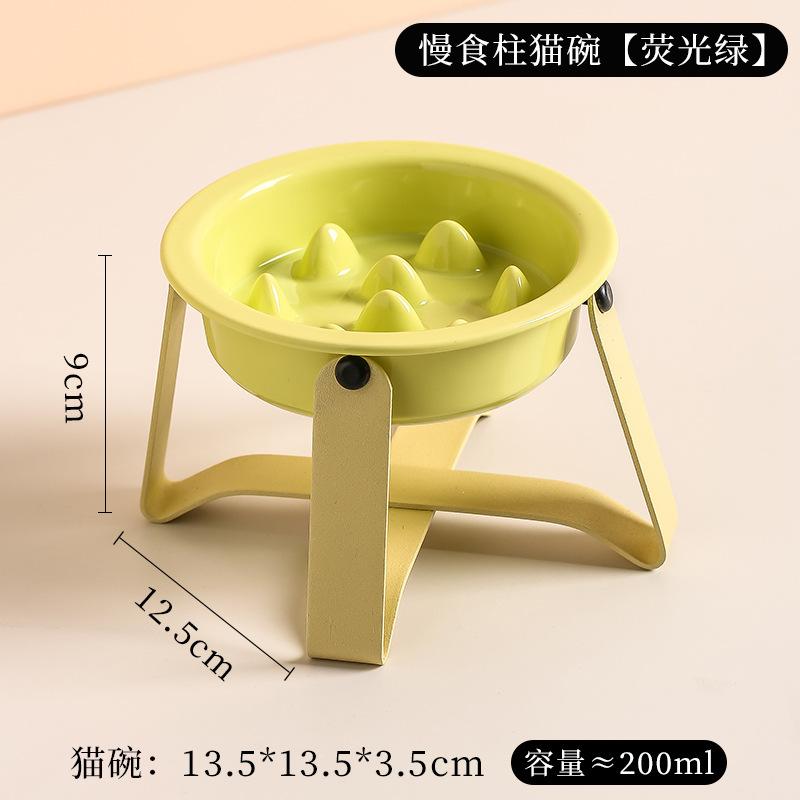 

Ceramic Tall Footed Slow Eating To Prevent Choking Pet Bowls, Anti Overturning Oblique Mouth, Neck Protection, Dog Cat Bowl, 1Pc