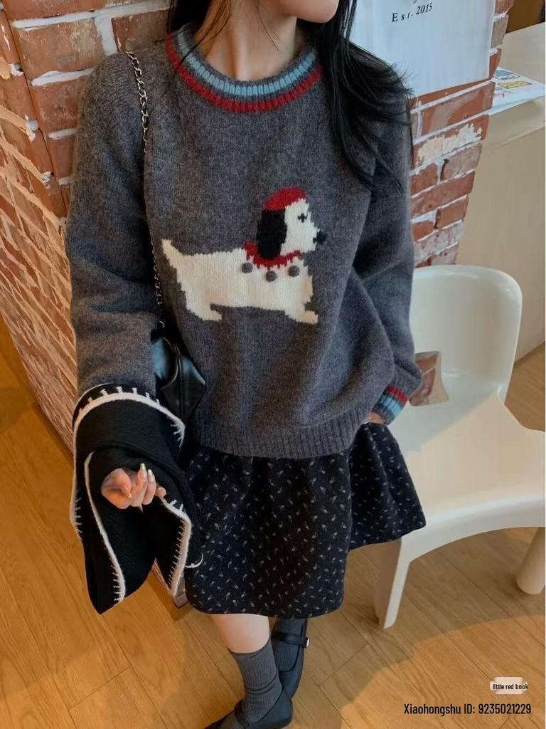 2025 Korean Style Floral Slimming Winter Plush Skirt