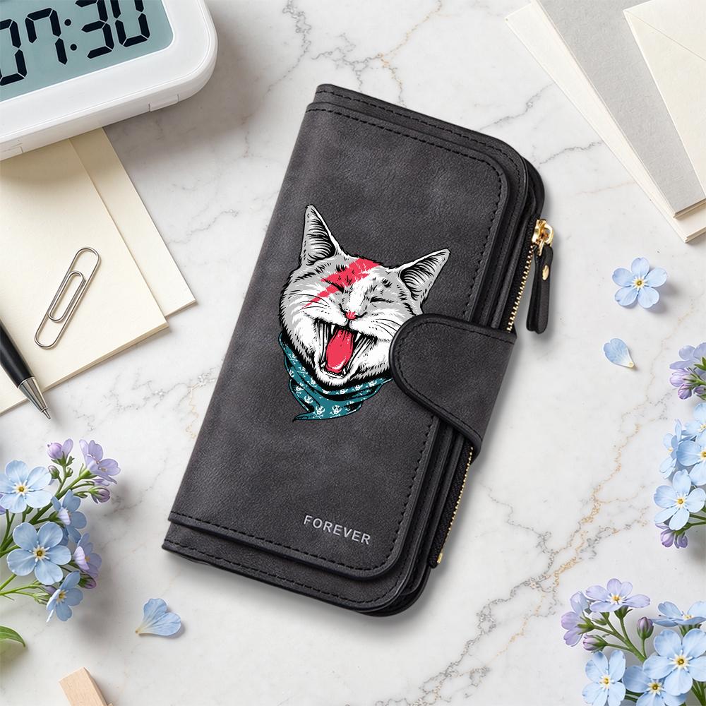 Cute Cat Pattern Long Wallet Fashion Casual Large Capacity Portable Card Holder Purse