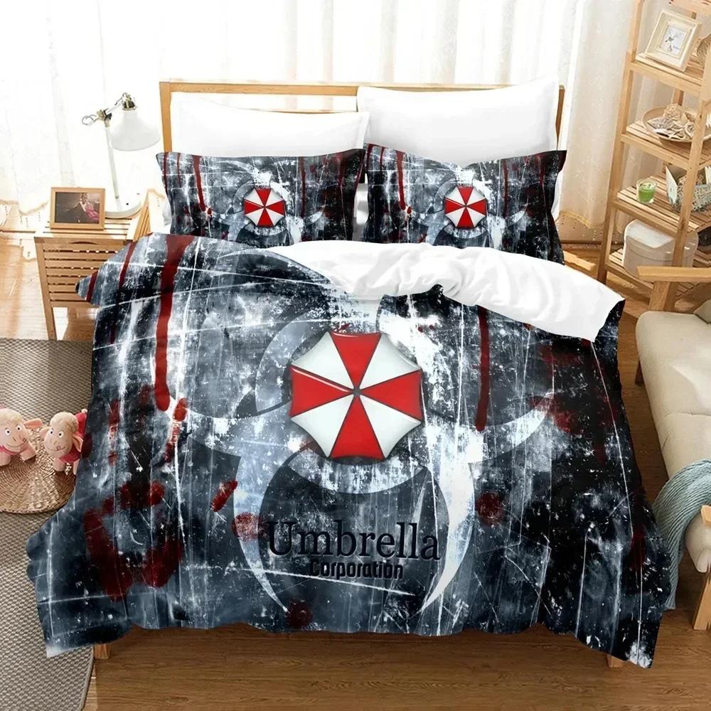 Bettwäsche-Set „Corporation Red Umbrella“ für Jungen und Mädchen, Einzel- und Doppelbettgröße, Bettbezug, Kissenbezug, Kinder- und Erwachsenenmode, Heimtextilien