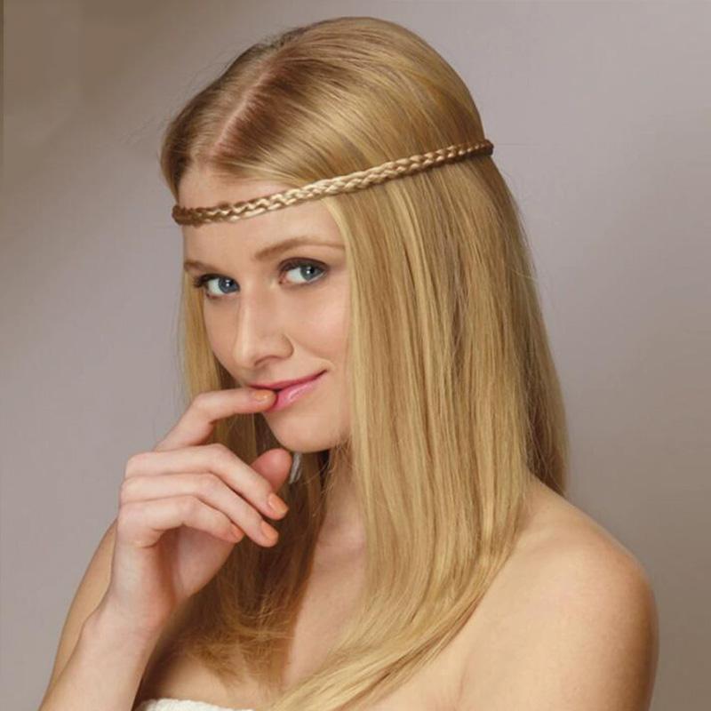 1Pc Headwear Elastic Hair Accessories Personality Plaited Headband Fashion Simulation Synthetic Hair Double Braided Hair Band