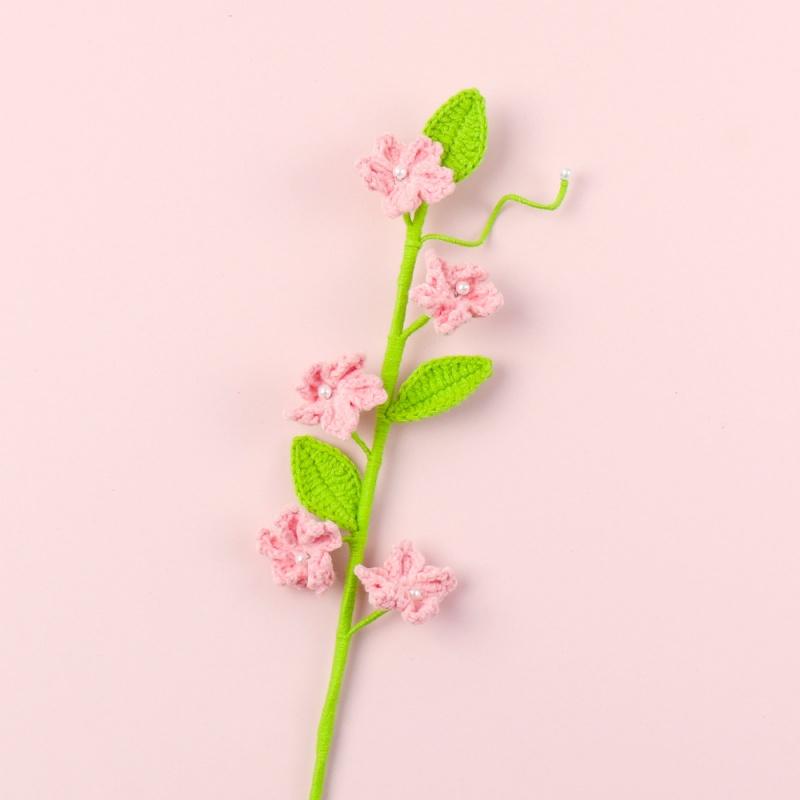 Knitted Flowers Hand-Woven Crochet Woven Cherry Blossoms Finished Handmade Knitting Artificial Flowers Home Garden Decorative