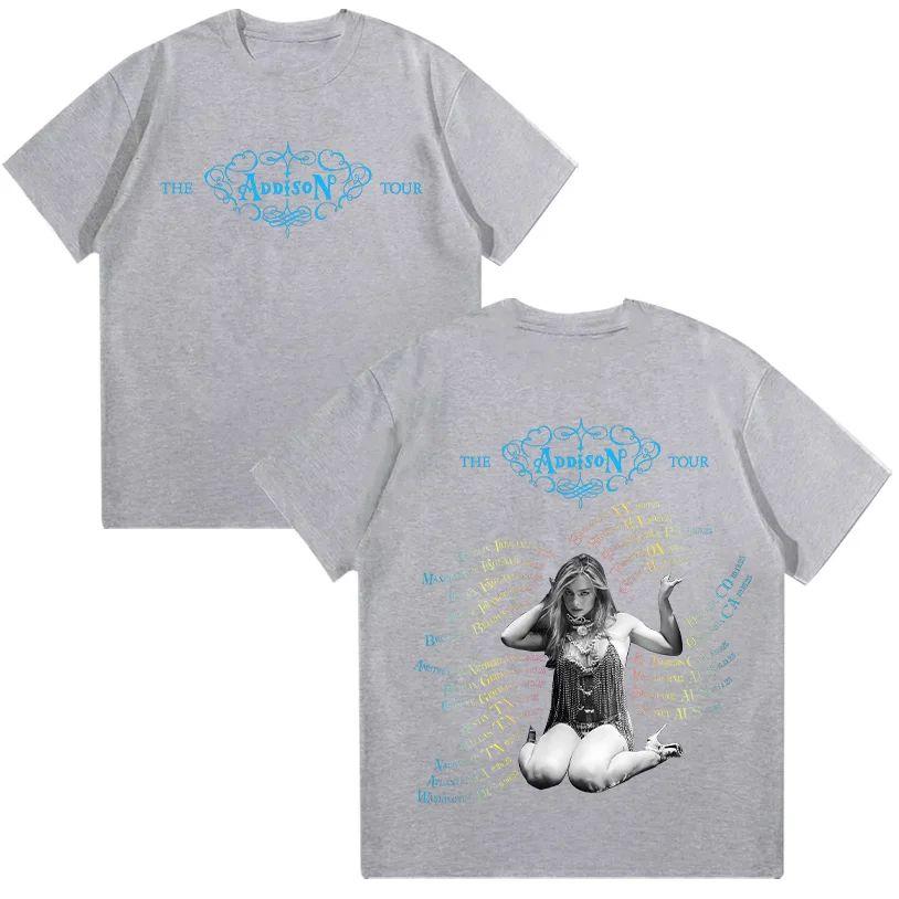 Vintage Y2k Tops The Addison Rae Tour 2025 T Shirt Addison Rae Album Merch TShirts Fashion Print Cotton Short Sleeve Unisex
