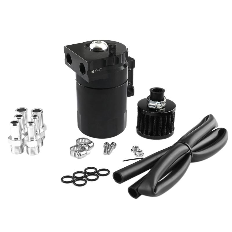 Auto Aluminum Motors Oil Catch Can Reservoir Capture for Tank with Breathing Apparatus Twin Cylinder Engine Universal Fi