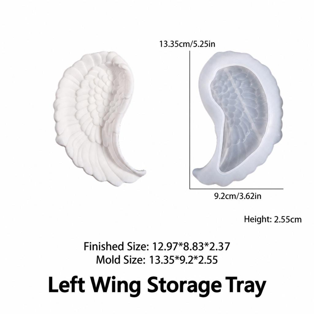 DIY Angel Wing Jewelry Tray Silicone Mold with Feather Texture for Resin DIY Ring Earring Storage Plate christmas novelties 2026