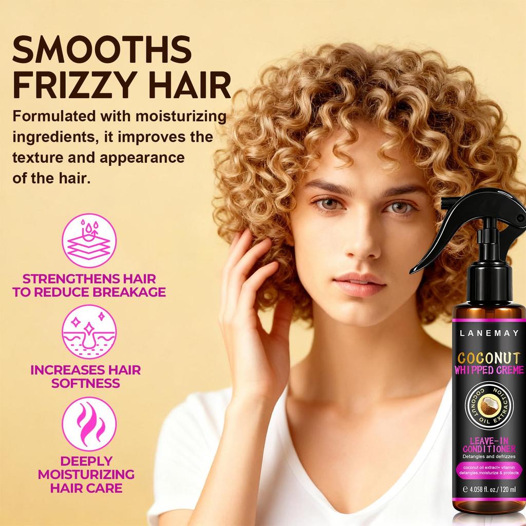 Coconut Leave-In Conditioner-Restore Moirsture And Srength To Reduce Splt Ends And Breakage-Suitable For All Hair Types, 120ml