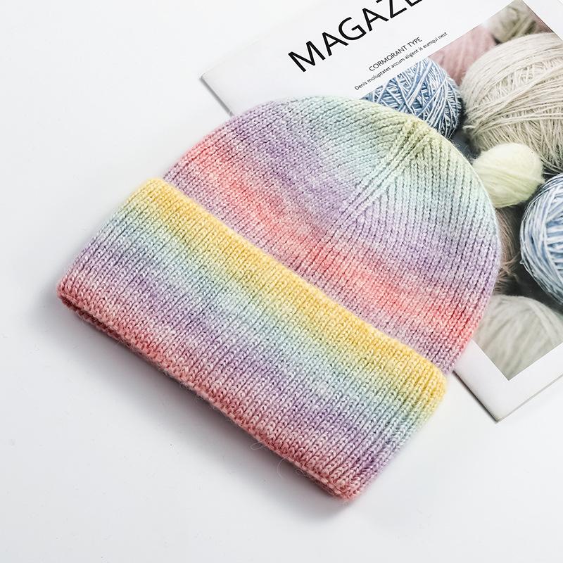 Adult Casual Knitted Hat Beanie Caps Soft Warm Women Winter Skullie Men Gradient Knitted Hat Ski Sport Skullcap Gorras
