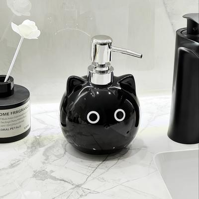 Cute Cat Ceramic Soap Dispenser, Pressed Bottle Set for Bathroom Counter Top, Hand Sanitizer & Lotion Container