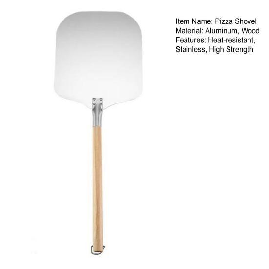 Pizzaschaufel, 30,5 cm, Pizza, Lebensmittelqualität, faltbar, hitzebeständiger Edelstahl-Holzgriff, verbreiterte glatte Oberfläche, hohe Festigkeit, abnehmbarer Kopf, stabil